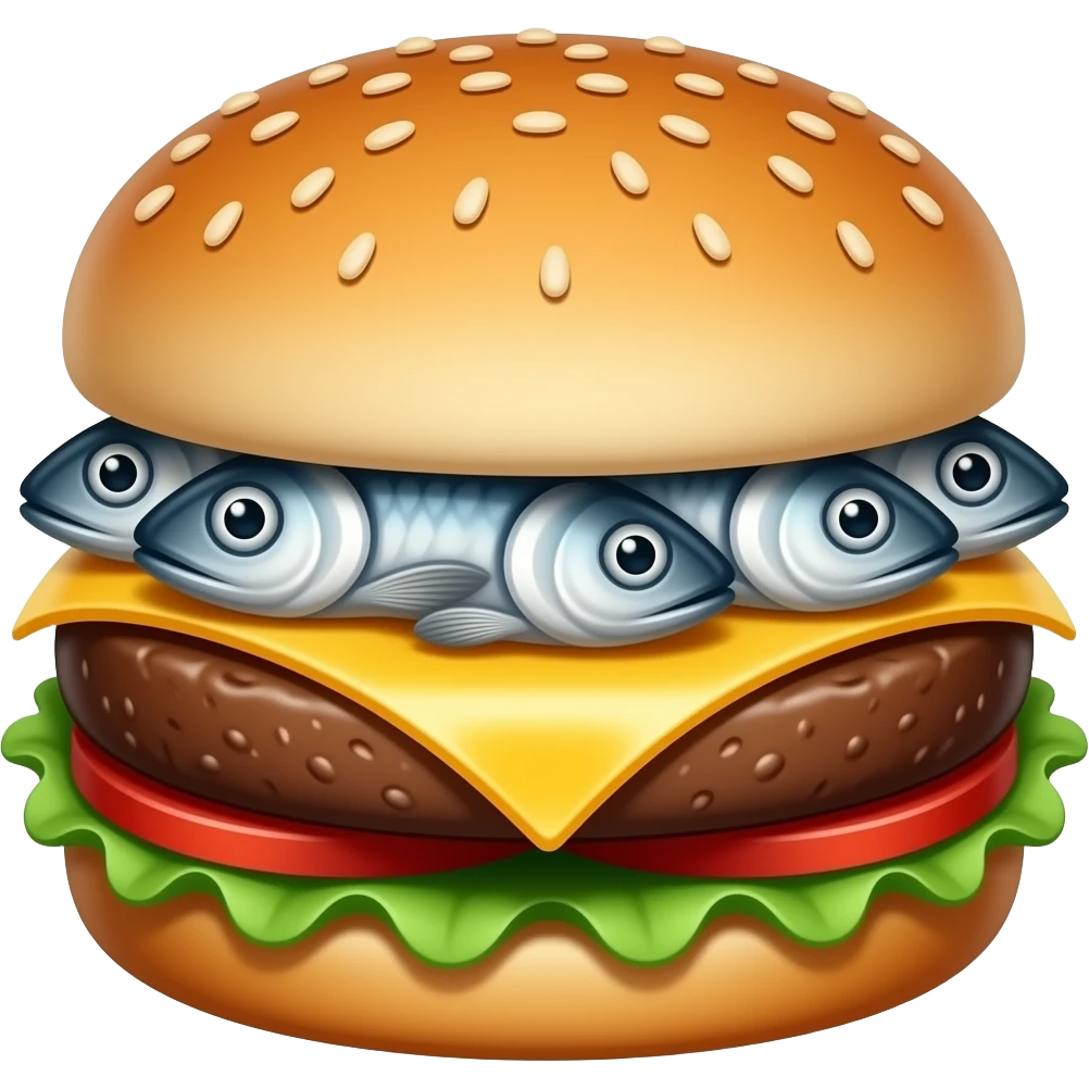 burger and sardines emoji