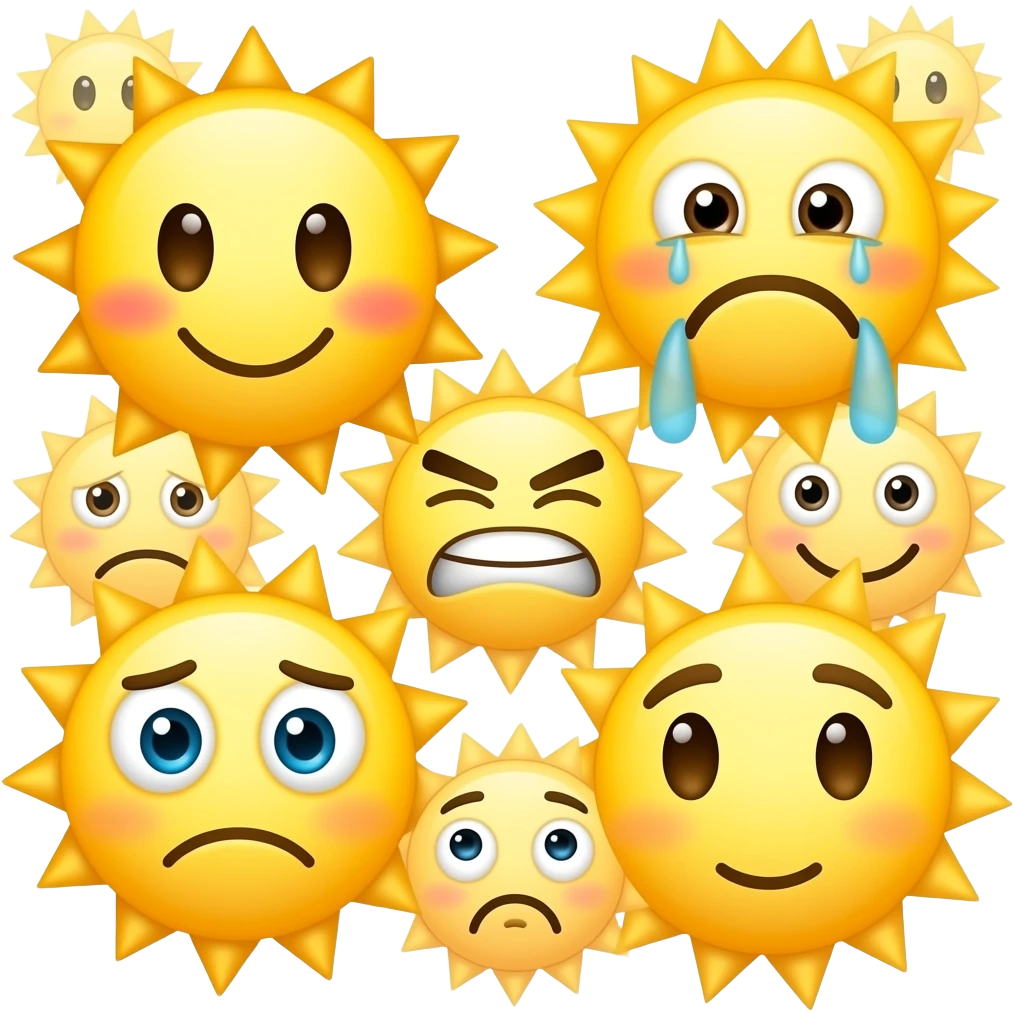 je veux des emoji soleil avec toute les emotion dans les soleil emoji