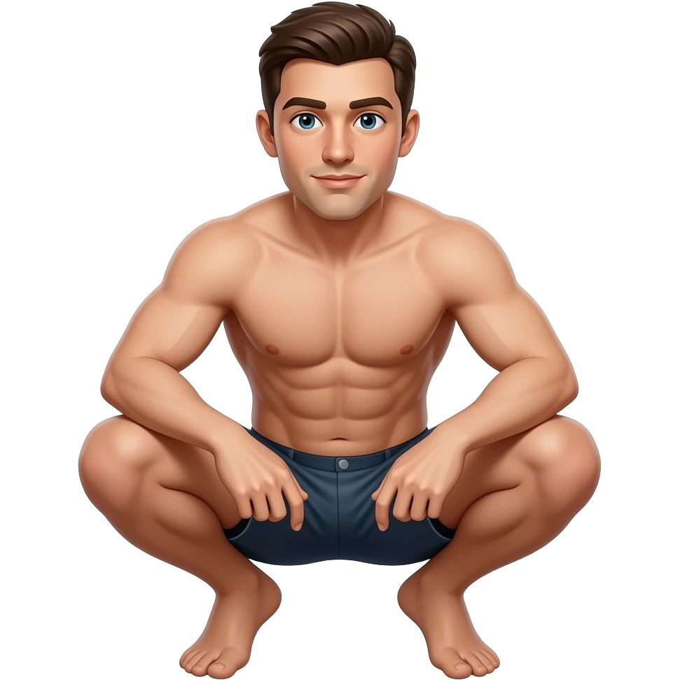 Man complete Squatting naked full body emoji