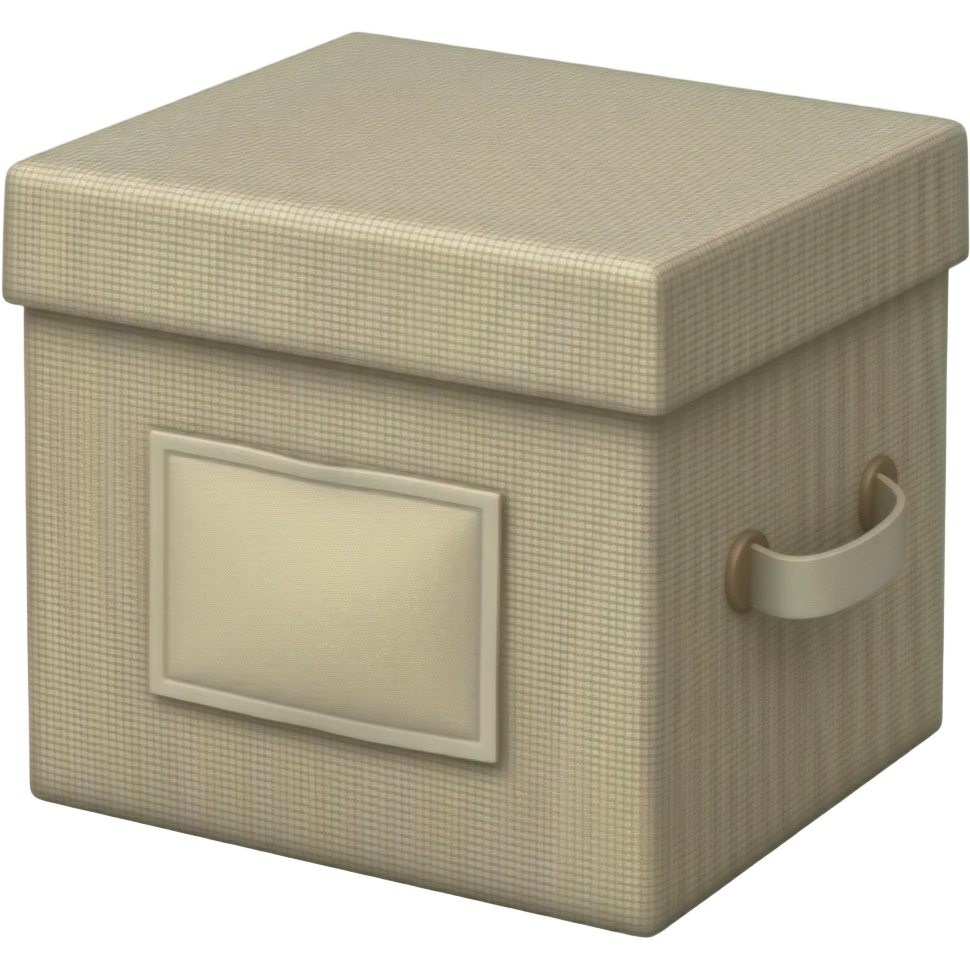 storage box linen with label emoji