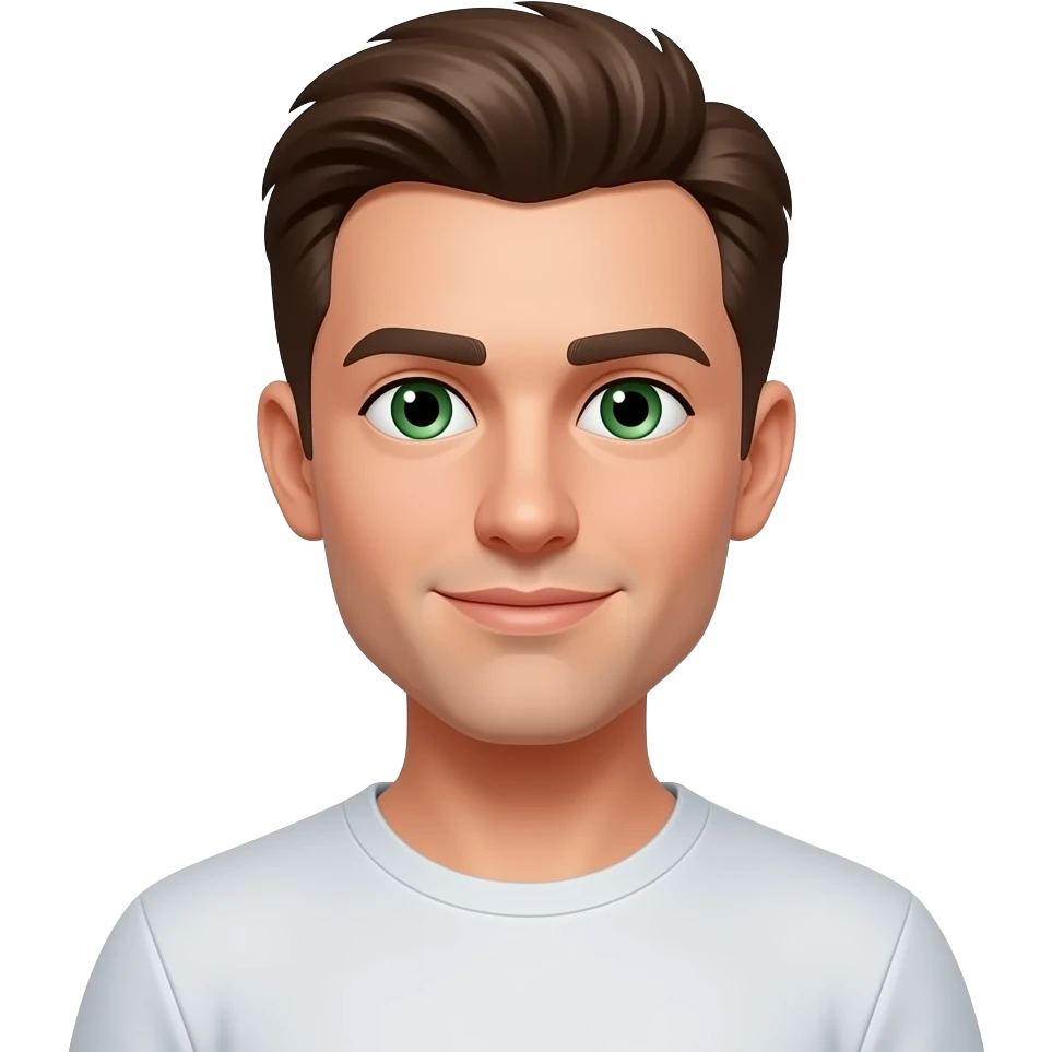 32 year old man with brown hair with green eyes skinny emoji