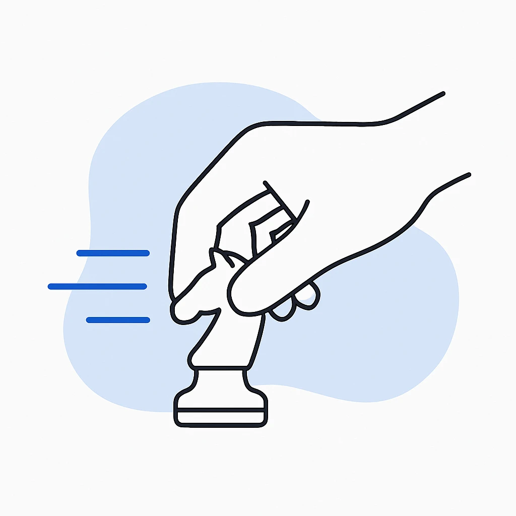 speed training, with a fast hand moving, holding a chess piece emoji