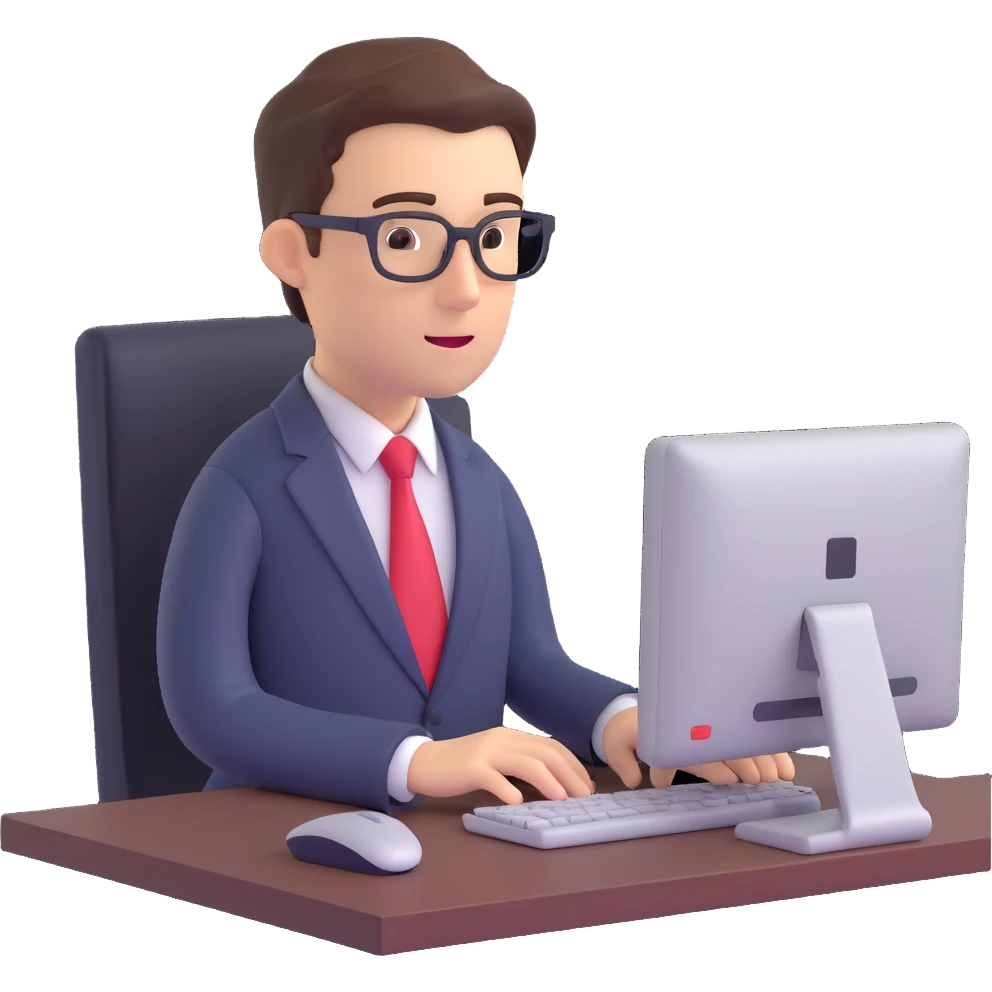 A person in a business suit working on a computer emoji