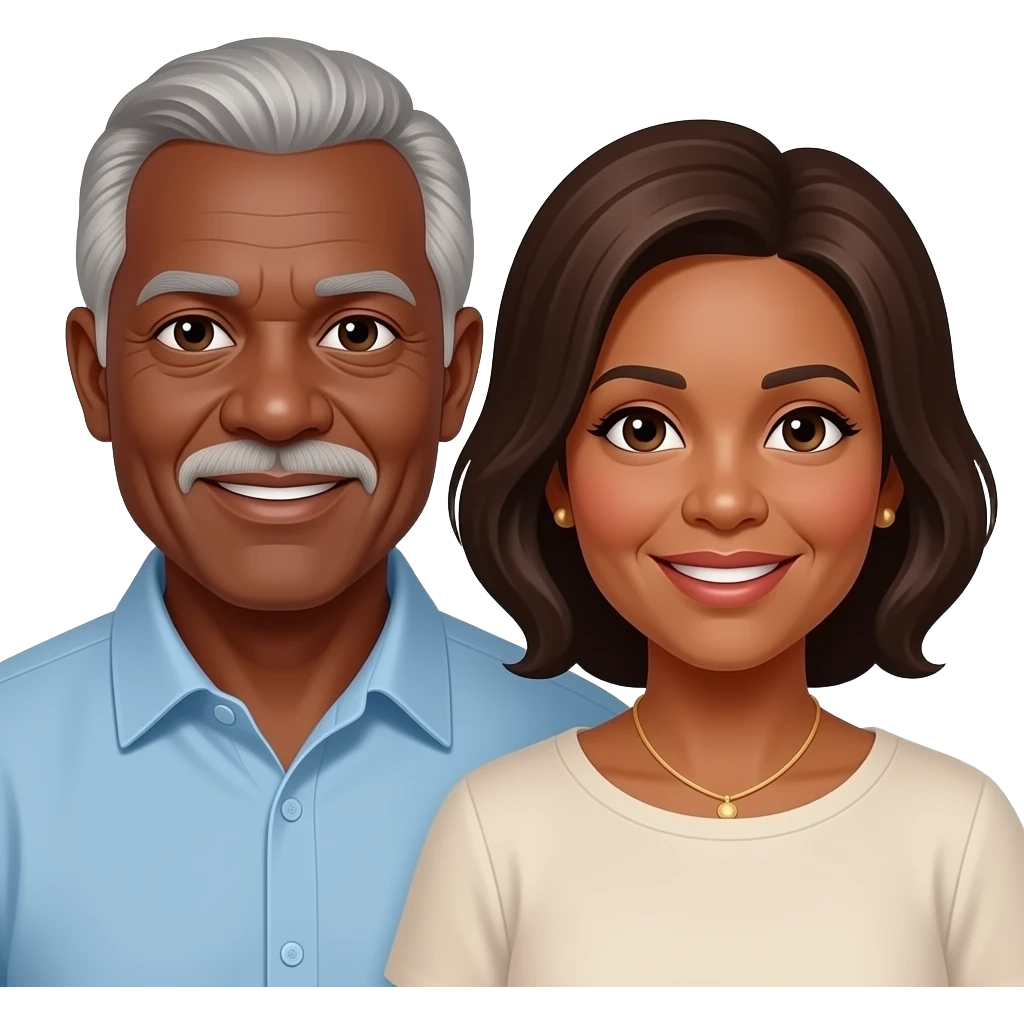 afro American elderly couple early 70, male has gray hair, female has brown hair emoji