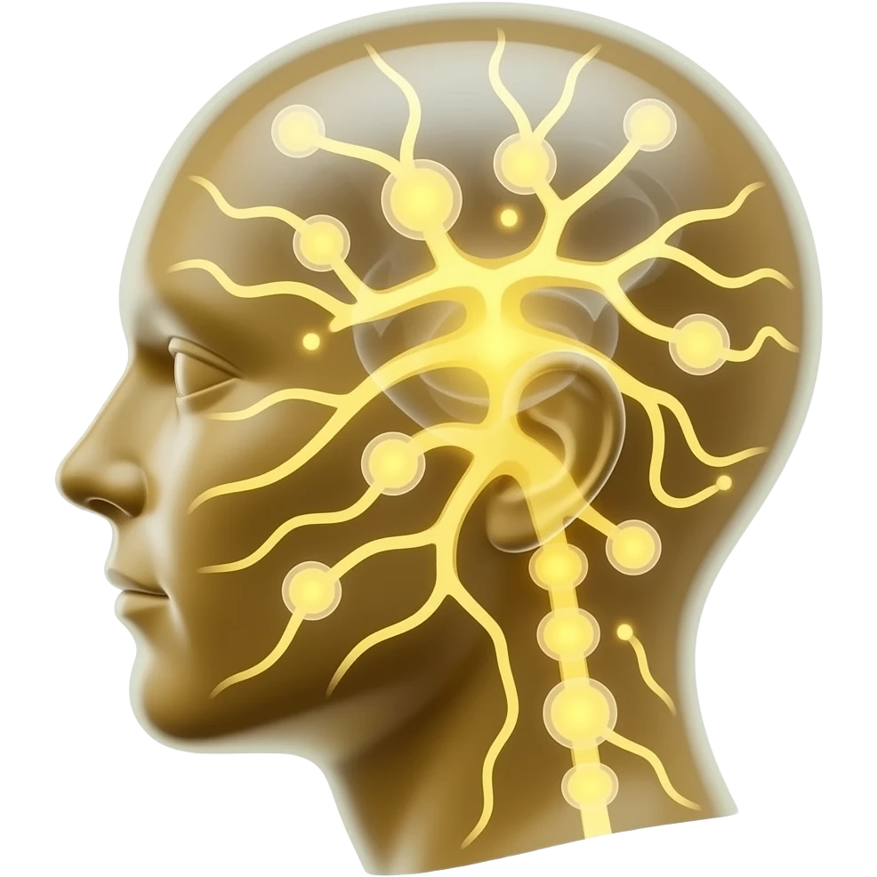 gold receiving-sensory-signals-glowing-neural-connections,-artistic-concept-of-perception,-futuristic,-soft-glow,-clean-aesthetic emoji