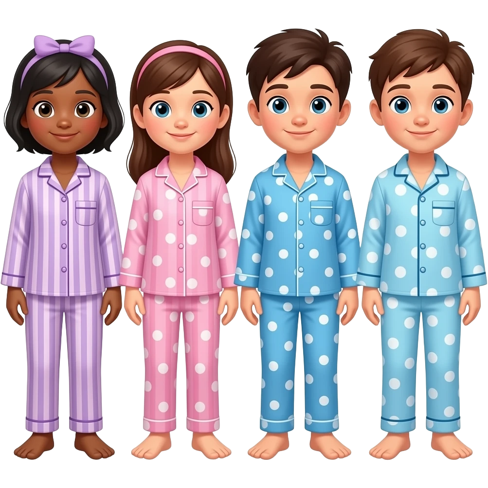 2 girls and 2 boys in pjs emoji