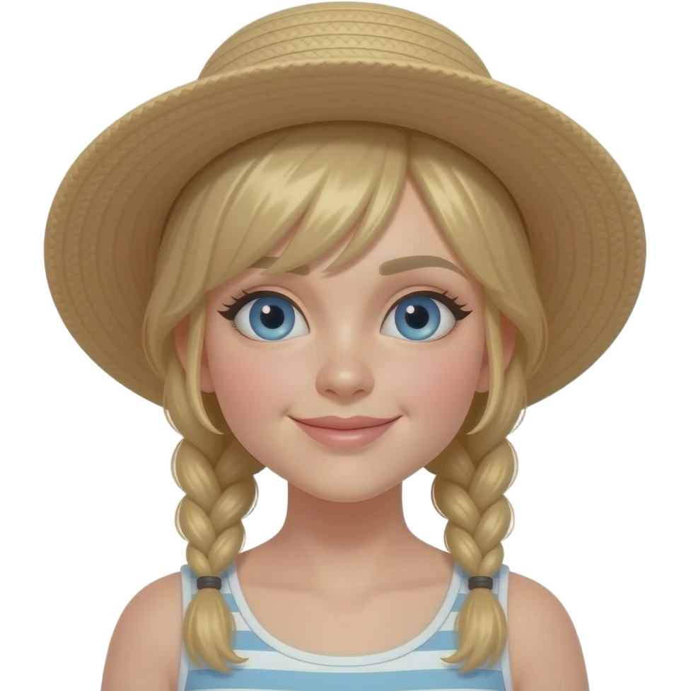 Blond girl med braids, blue eyes and something with summer emoji