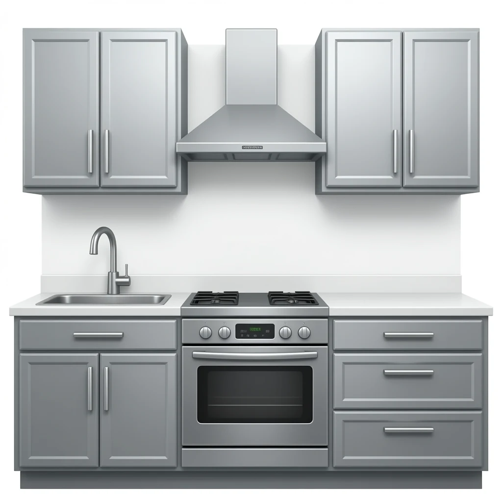 Kitchen counters with cabinets and drawers in front of a wall, no windows emoji