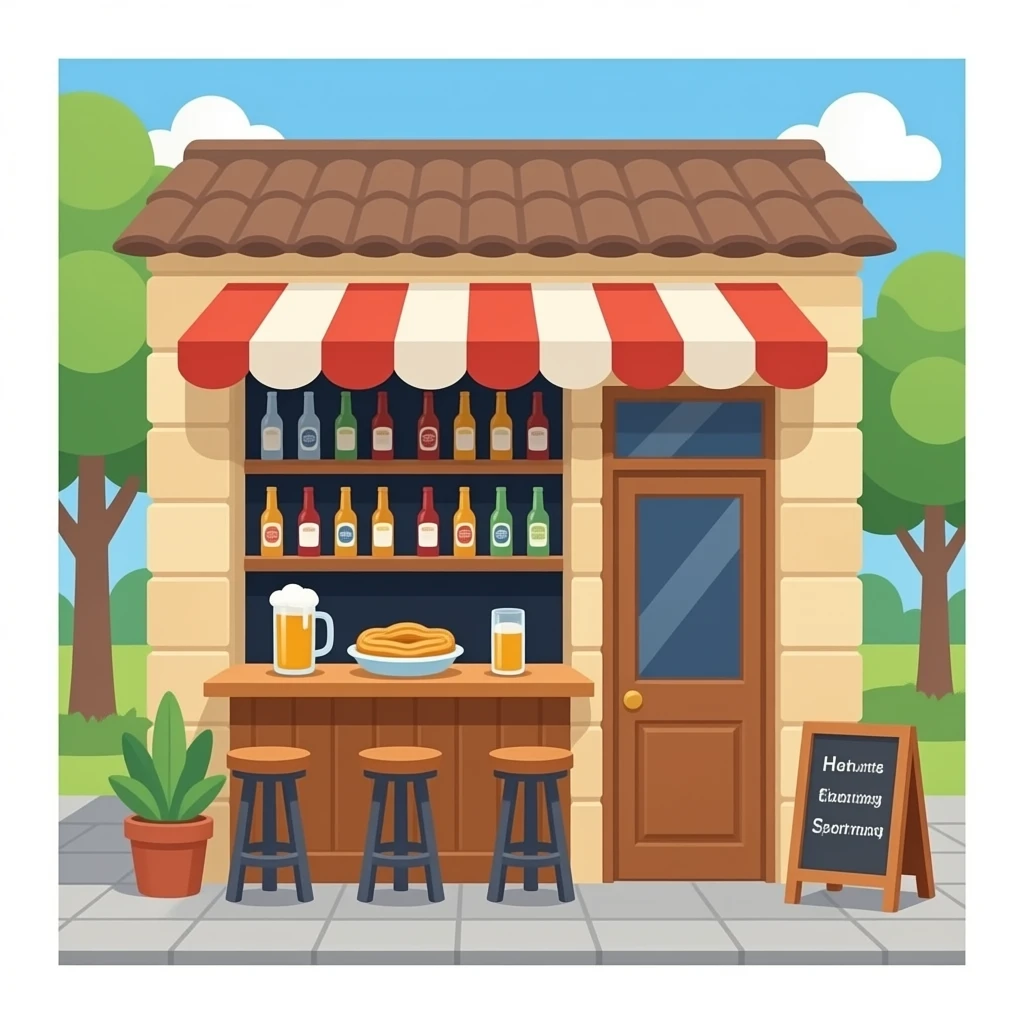 exterior bar with beer and churros emoji