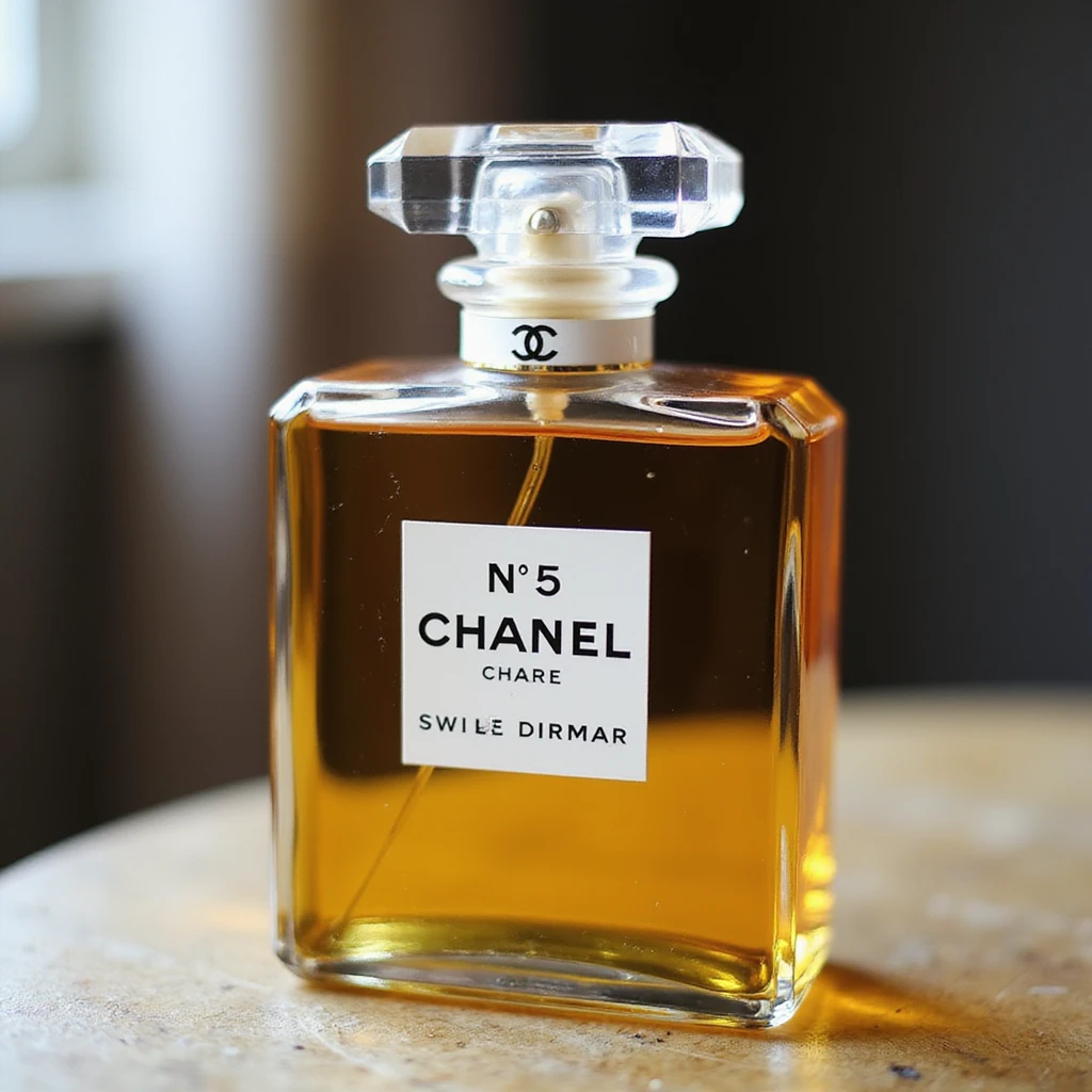 Remove background, keep only the realistic Chanel No. 5 perfume bottle, preserve glass details, transparent background. emoji