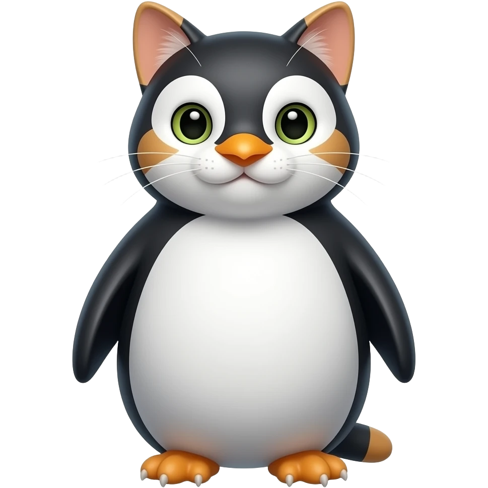 Un chat avec un pingouin emoji