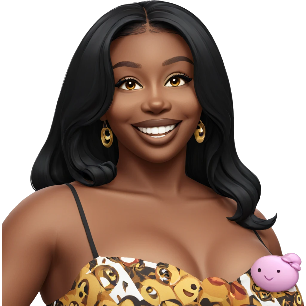 smiling girl with dark skin emoji