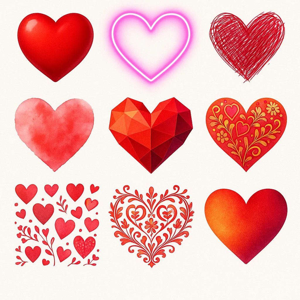 show more heart style emoji