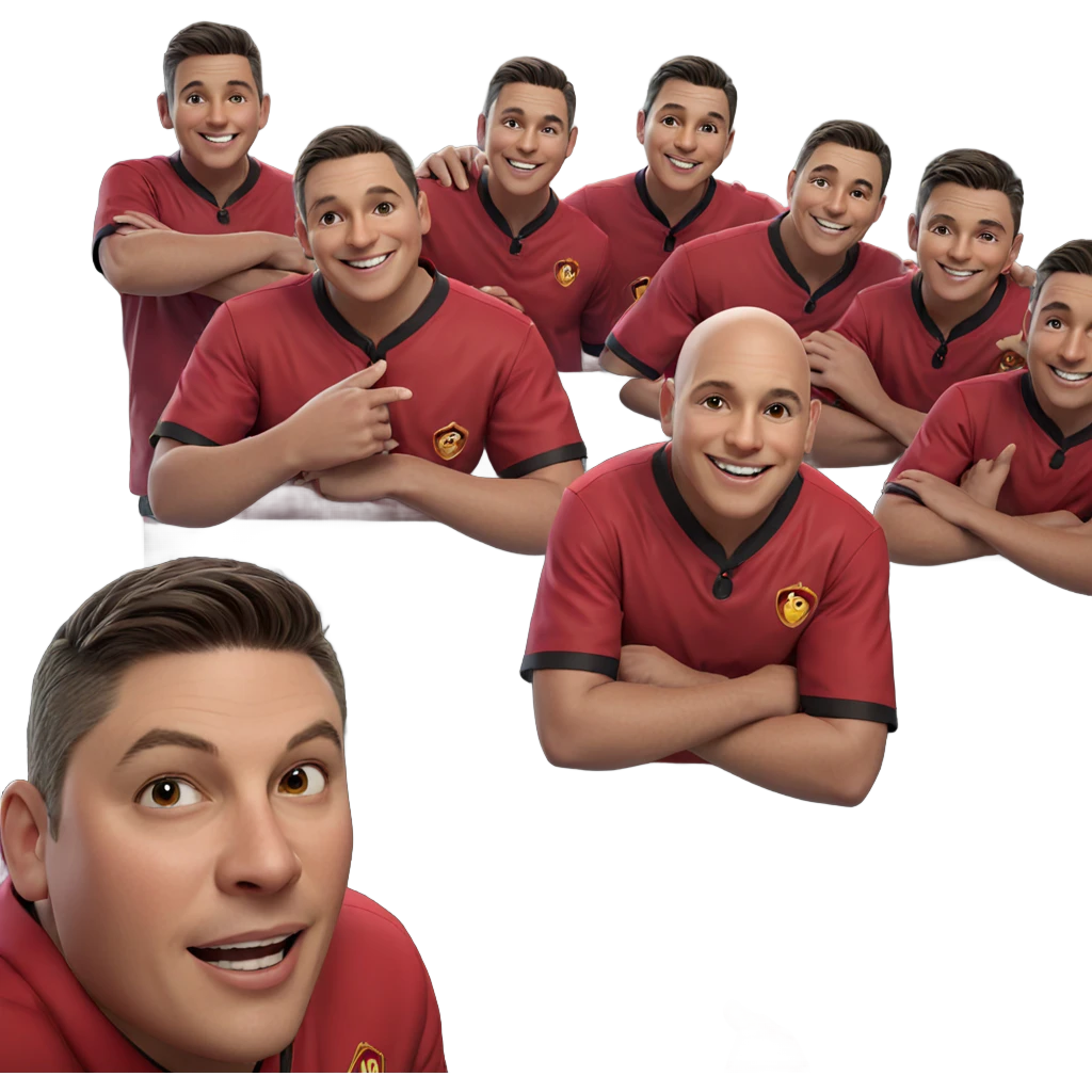 boys in red uniforms smiling emoji
