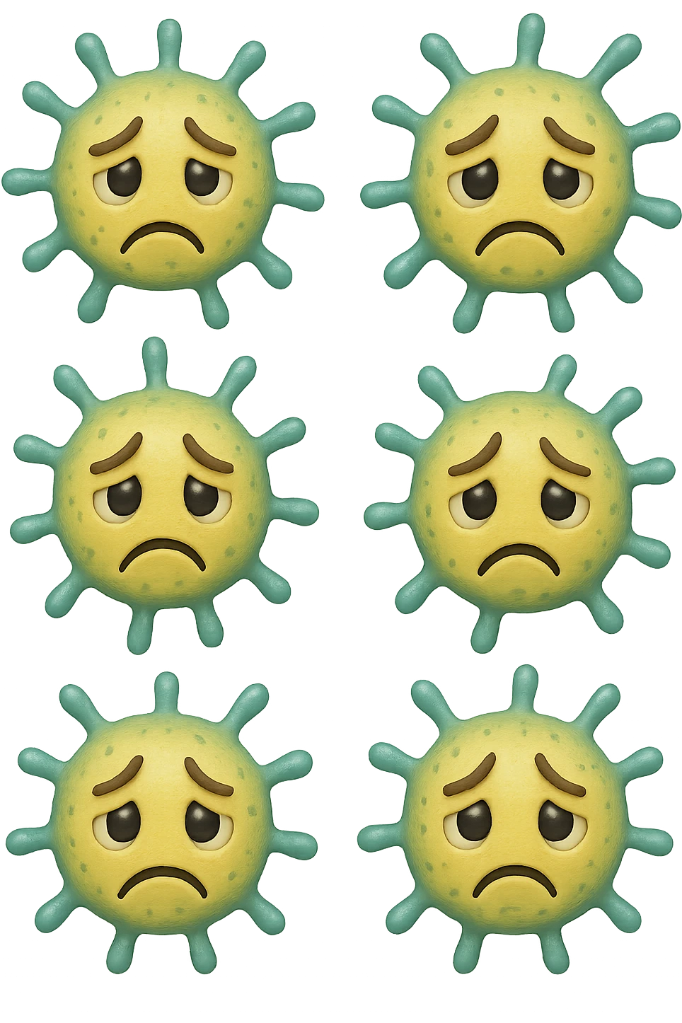 EMOJI STILE IPHONE DI 6 BATTERI INTESTINALI tristi CHE FLUTTUANO IN ARIA IPERREALISTICO 4K emoji