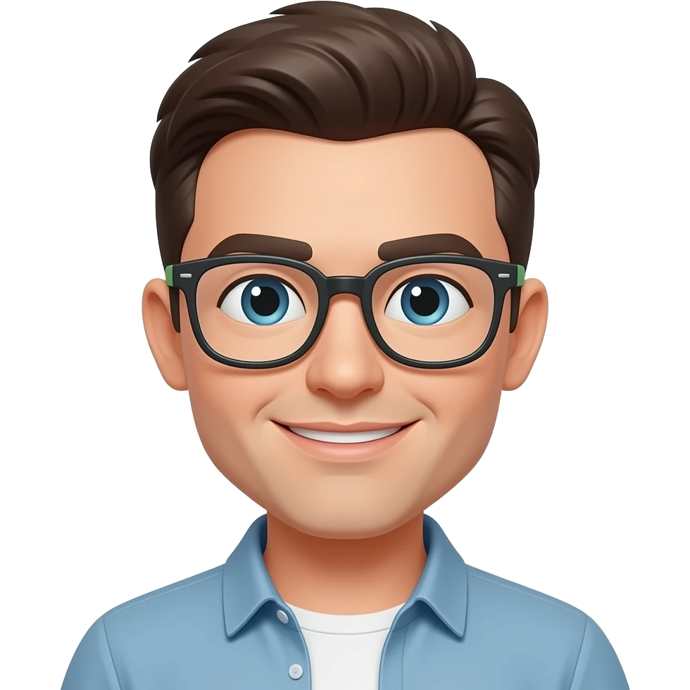 add thin rimmed glasses with green side arms to this current emoji emoji