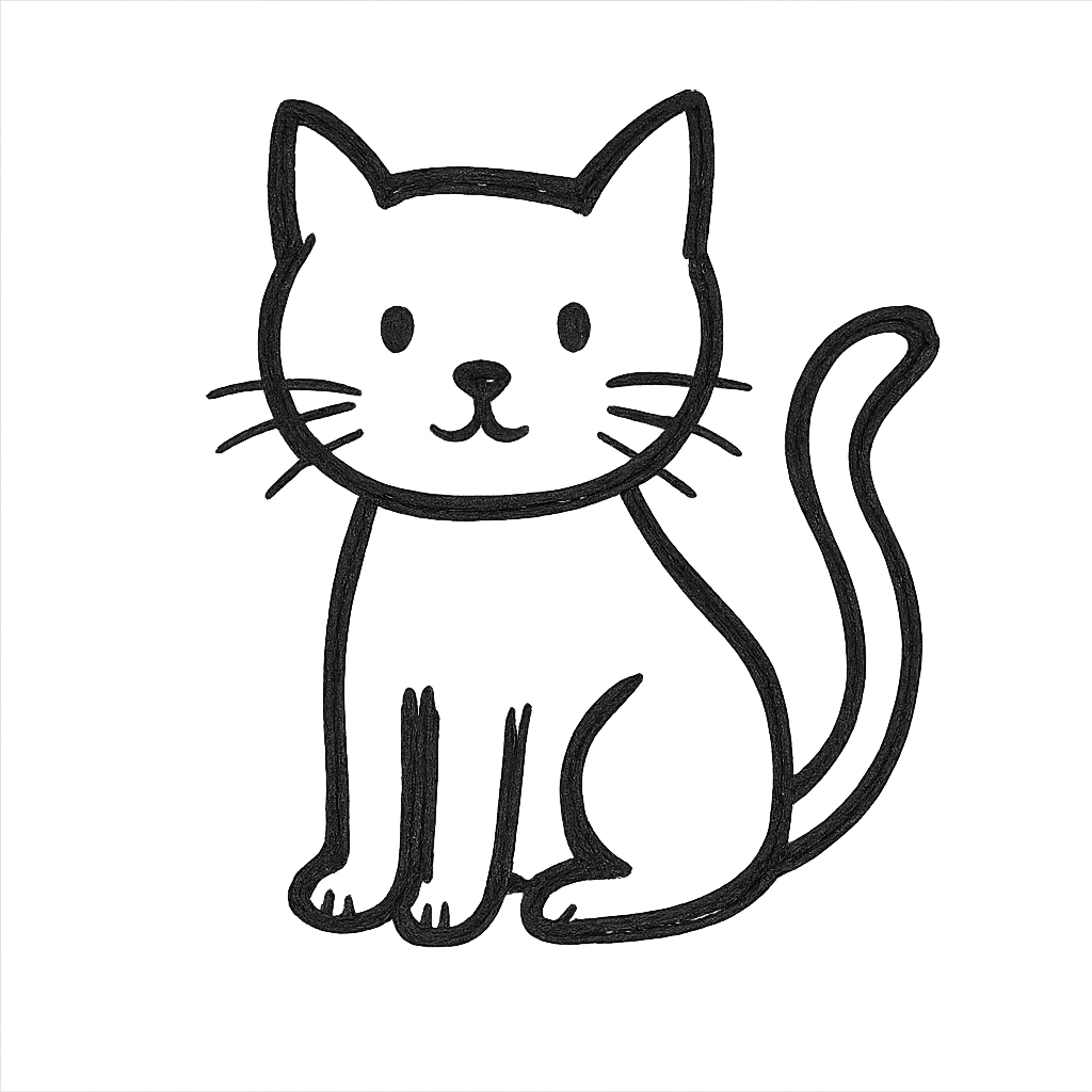cat hand drawn black outline icon emoji