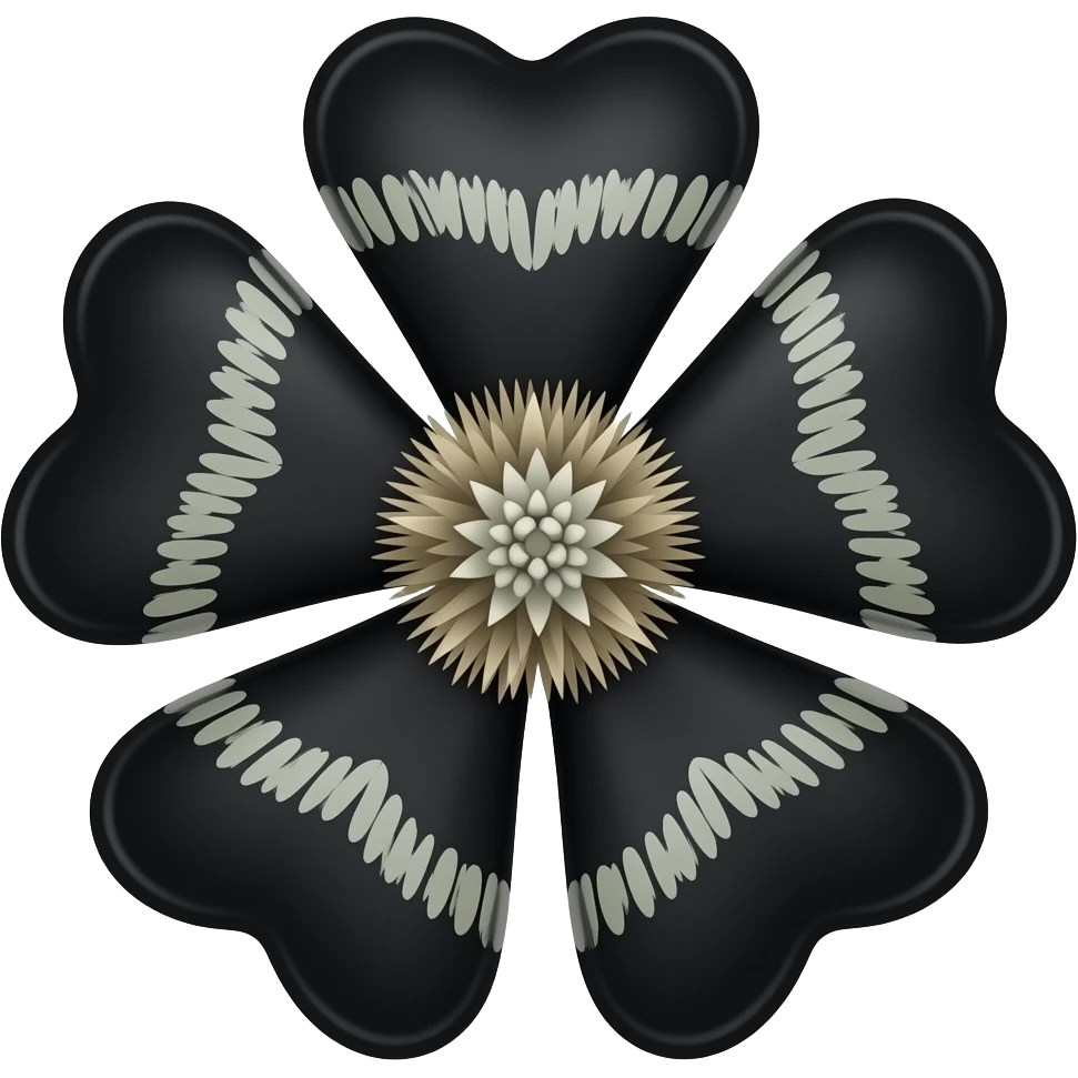 A clover with five petals amd in black colour with dark particles amd make it like a demons clover from the anime black clover emoji
