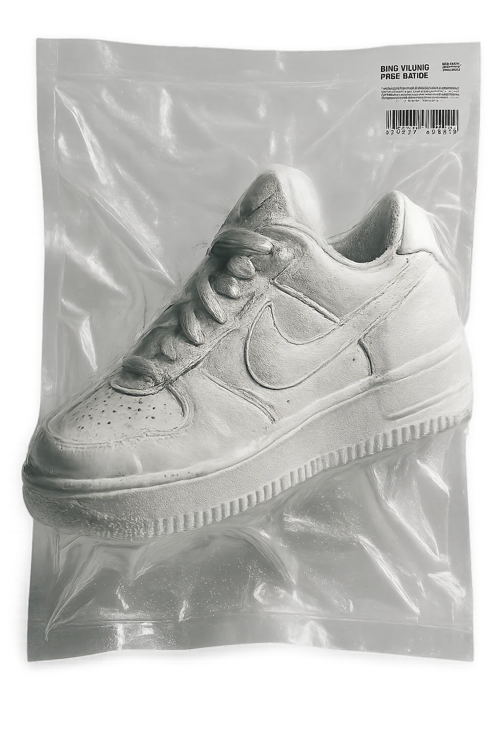 vacuum-sealed sneaker, compressed and shiny emoji