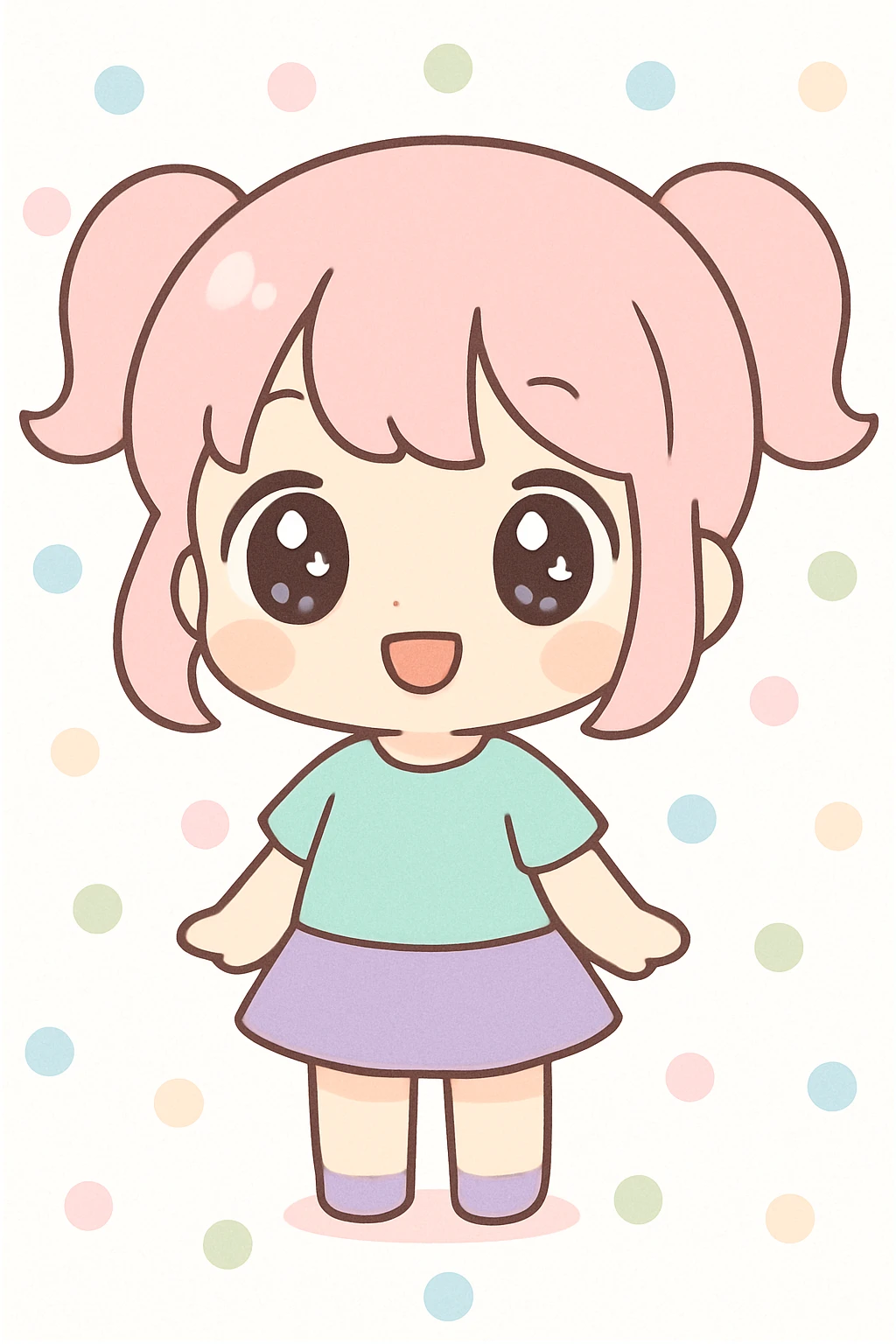 anime style chibi character with oversized head, cute features emoji