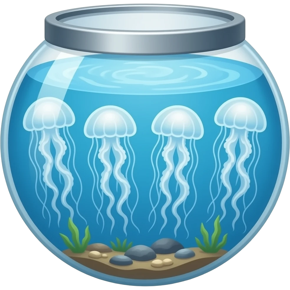 Quatre Méduses aquarium en forme de demi cercle emoji