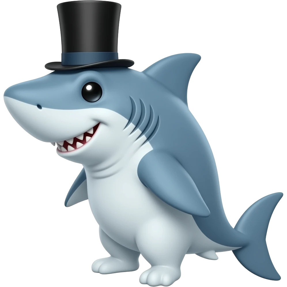 Shark with a top hat emoji
