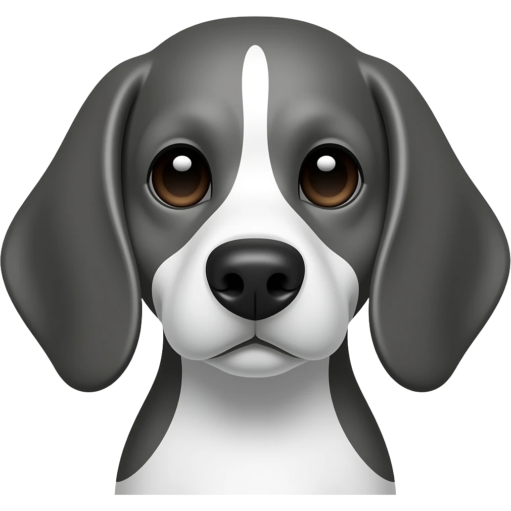 Black white beagle. Grey ears face emoji