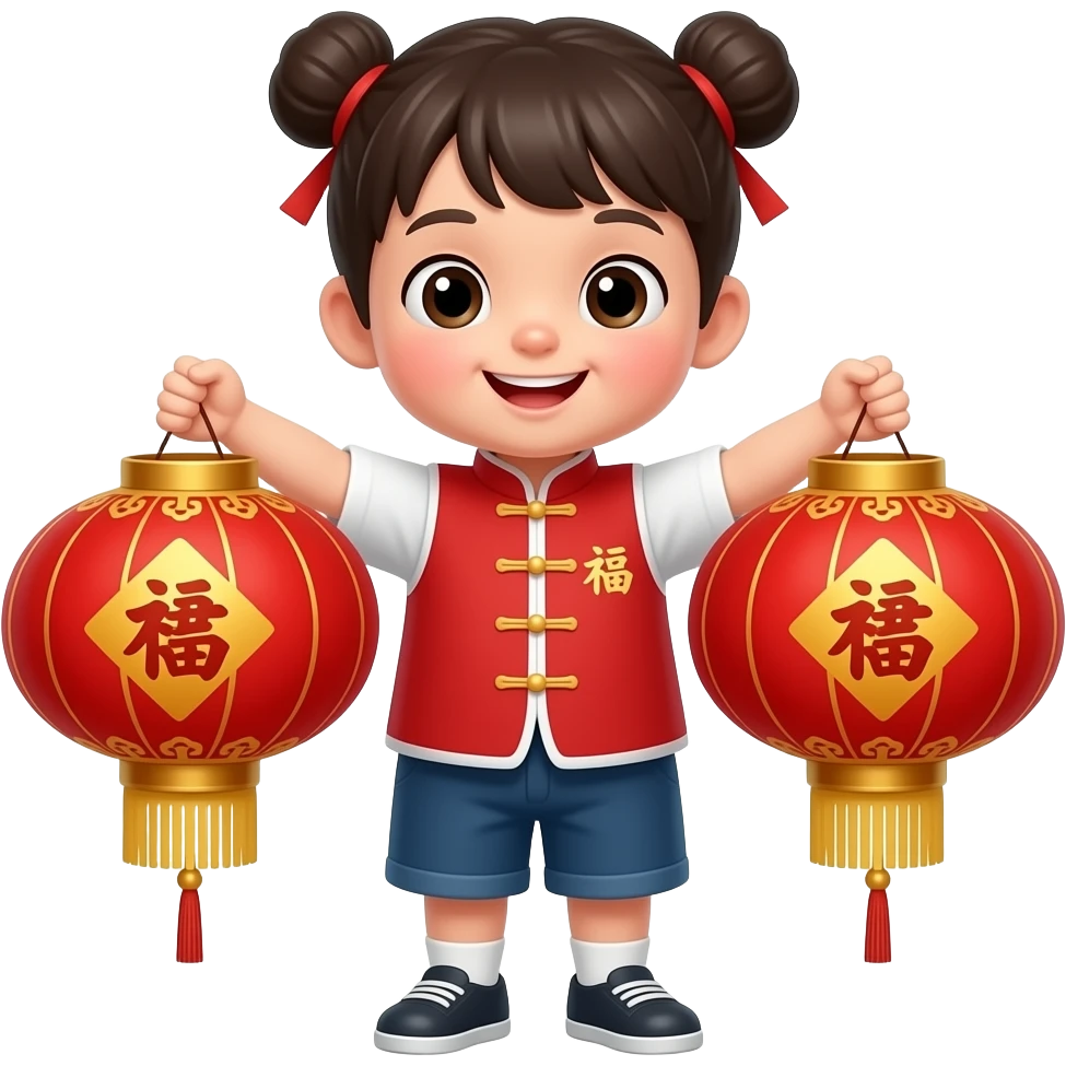 kid carrying chinese lanterns emoji