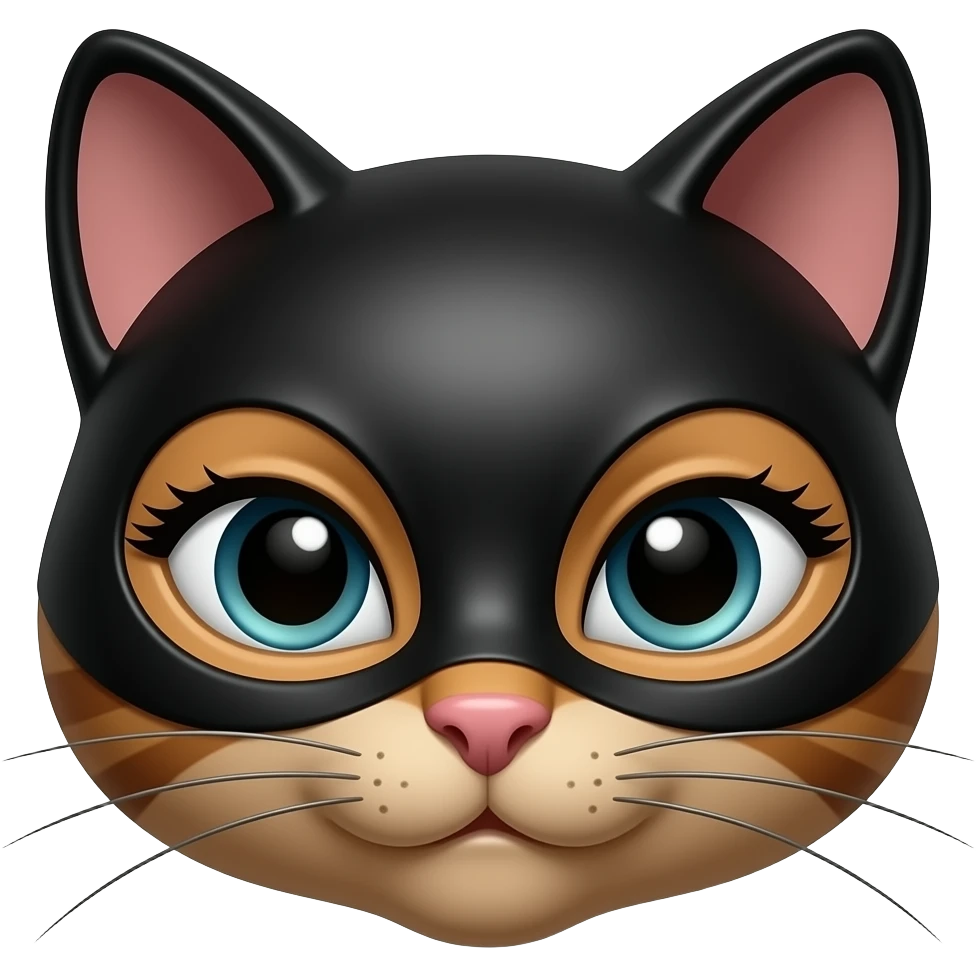Only show the head A brown cat that looks like Cat woman with long lashes emoji