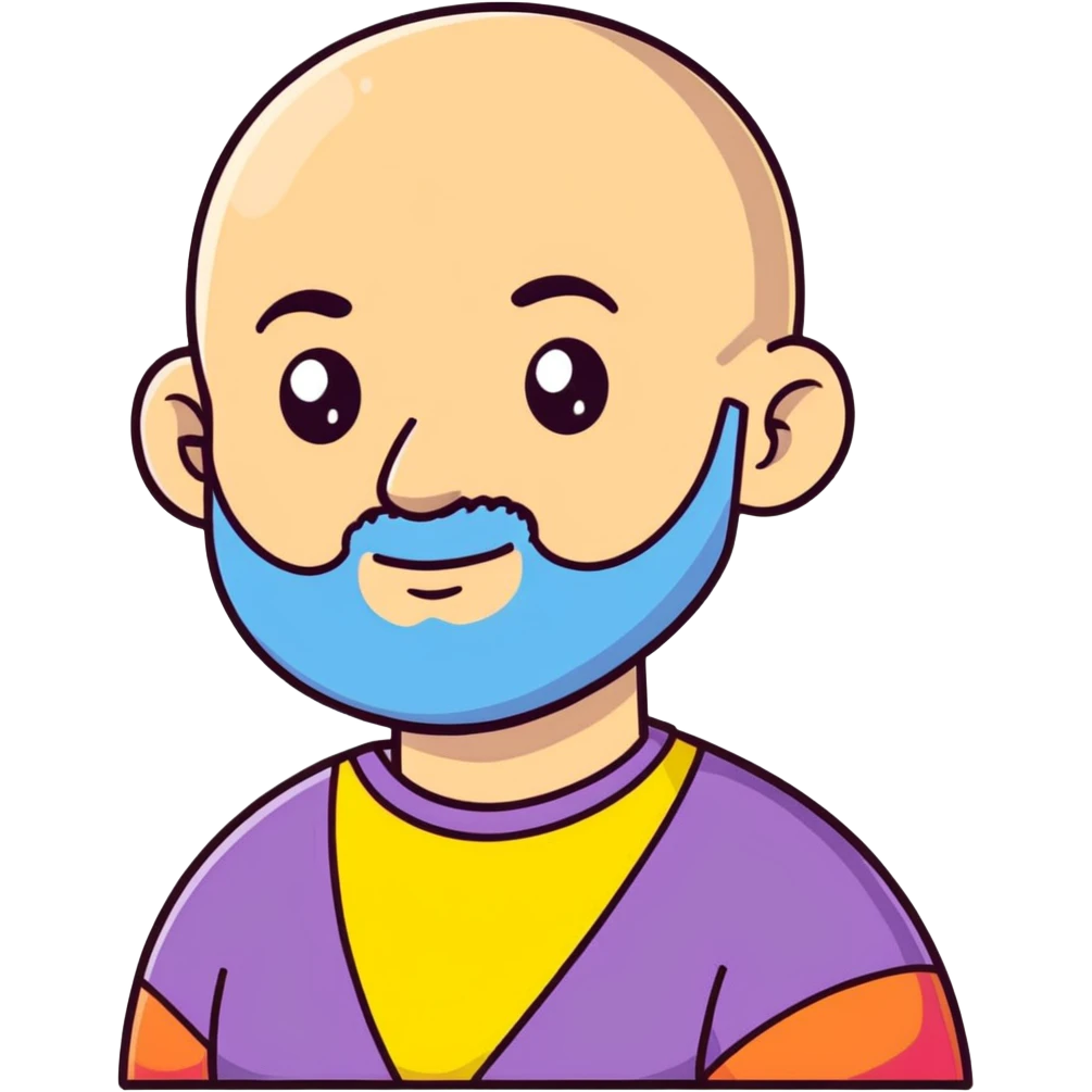 Bald guy with only chinstrap beard no mustache and rainbow shirt emoji