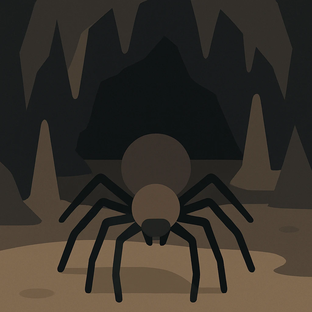 Flat design style spider in the cave emoji