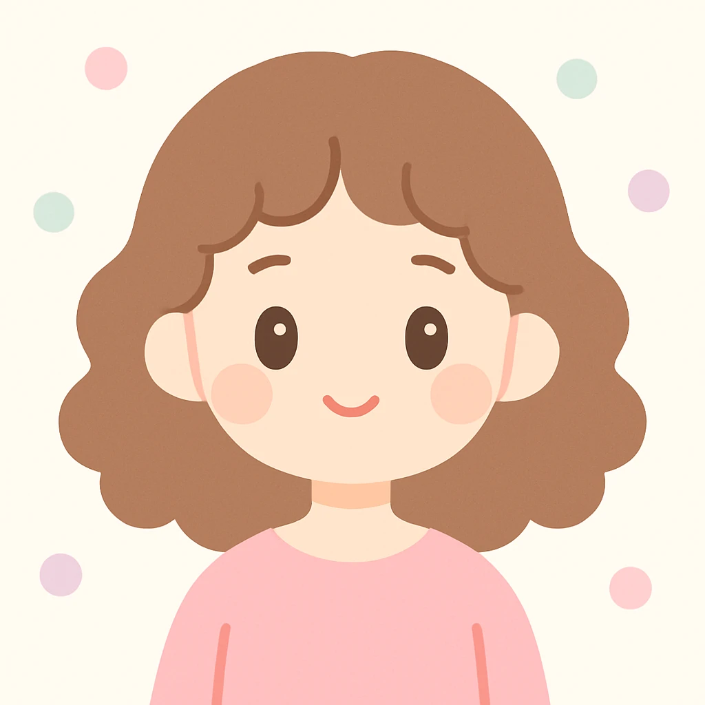 curly haired woman with shoulder length brown hair, modern illustration style, vibrant and detailed emoji