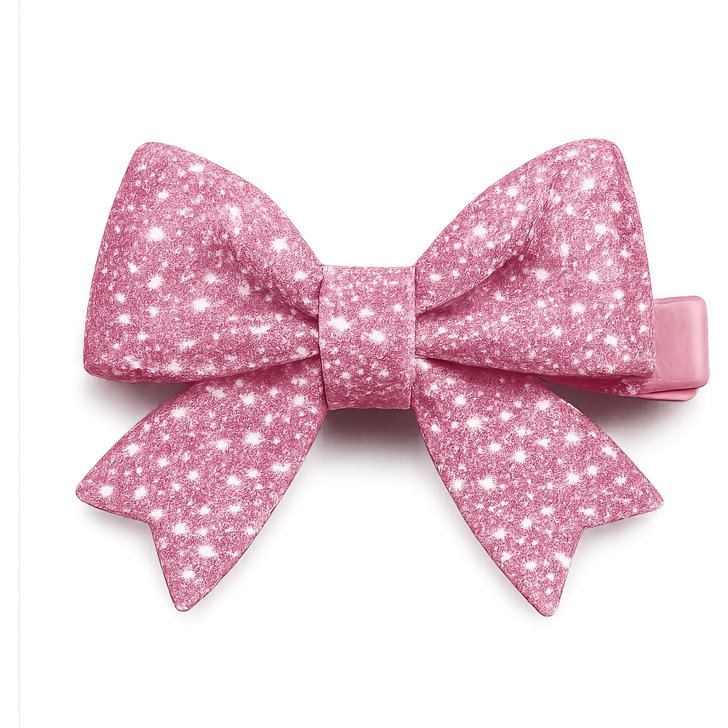 girly sparkling pink bow hair clip, no background emoji