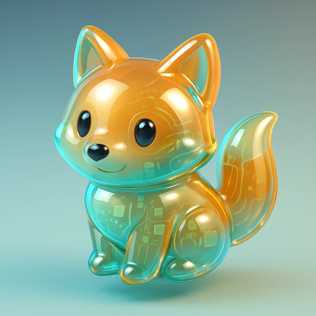 Windows Vista-style icon of a cute and friendly fox, featuring glossy gradients, soft blue and green highlights, modern slightly 3D look, polished professional icon style reminiscent of Windows Vista system icons emoji