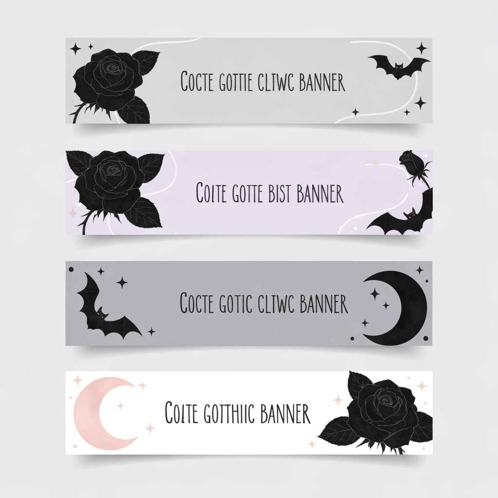 goth banner, cute, expressive, minimal, variation 3 emoji