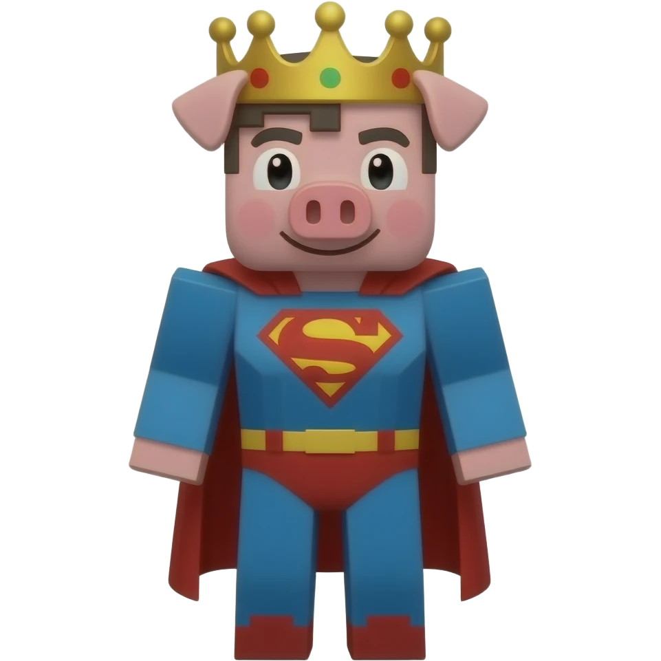 Technoblade minecraft pig with crown with a superman scarf emoji