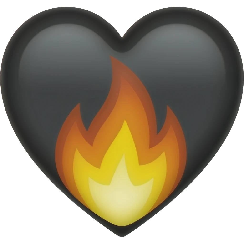 Yanan kara mor kalp emoji