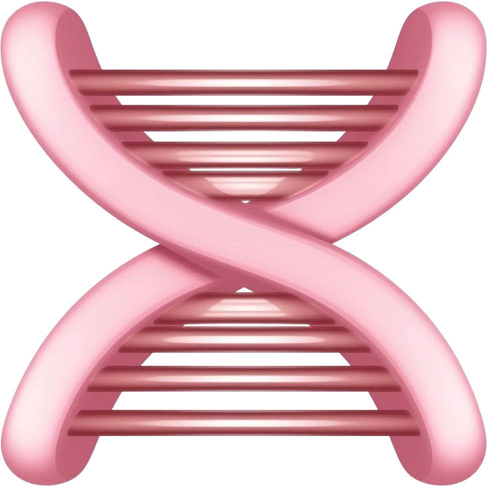 Minimalist icon of a pink chromosome with two chromatids, showing allele marks AS DARCER LINES BUT ON CHROMATIDS NOT BEETWEN THEM  , simple flat design, soft pastel colors, vector style, clean and modern, suitable for educational or app icon emoji