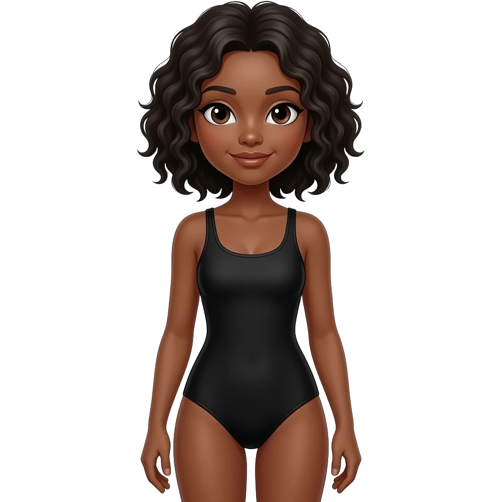 Full body black girl wearing black swimsuit emoji