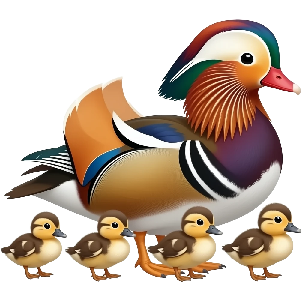 Mandarin Duck Babies Following Mother emoji