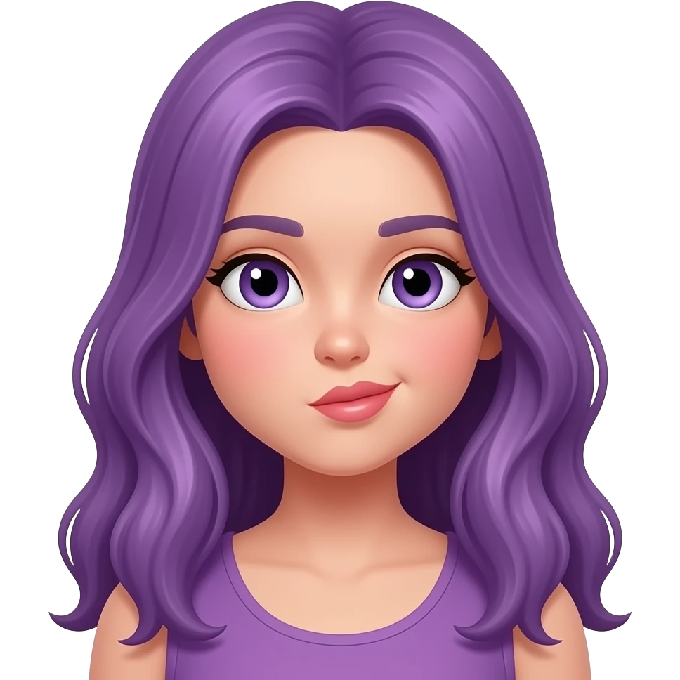 GIRL WITH LONG PURPLE HAIR IS KISSING emoji