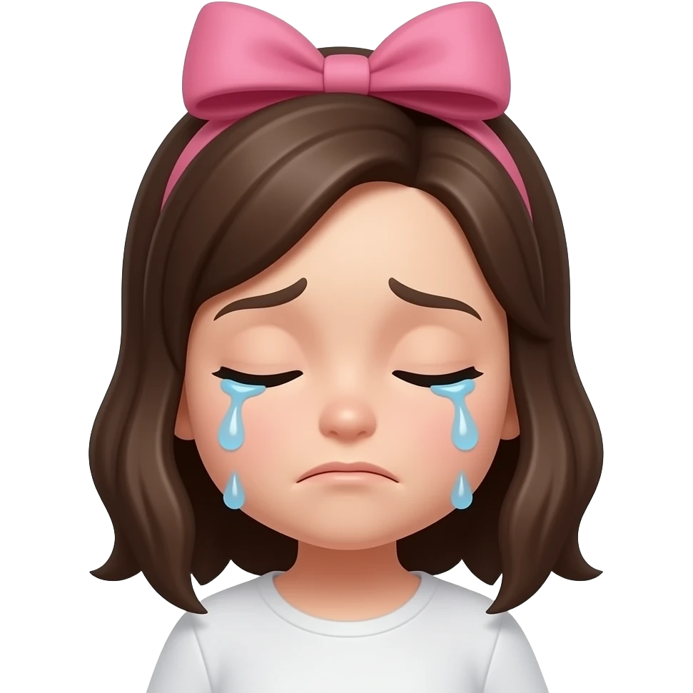 Crying emoji with hair bow emoji