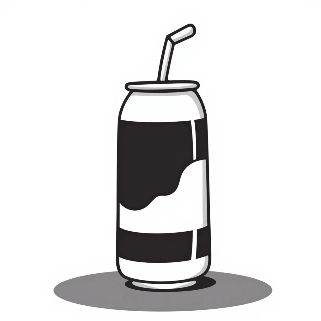 a soda can, hand-drawn doodle style emoji