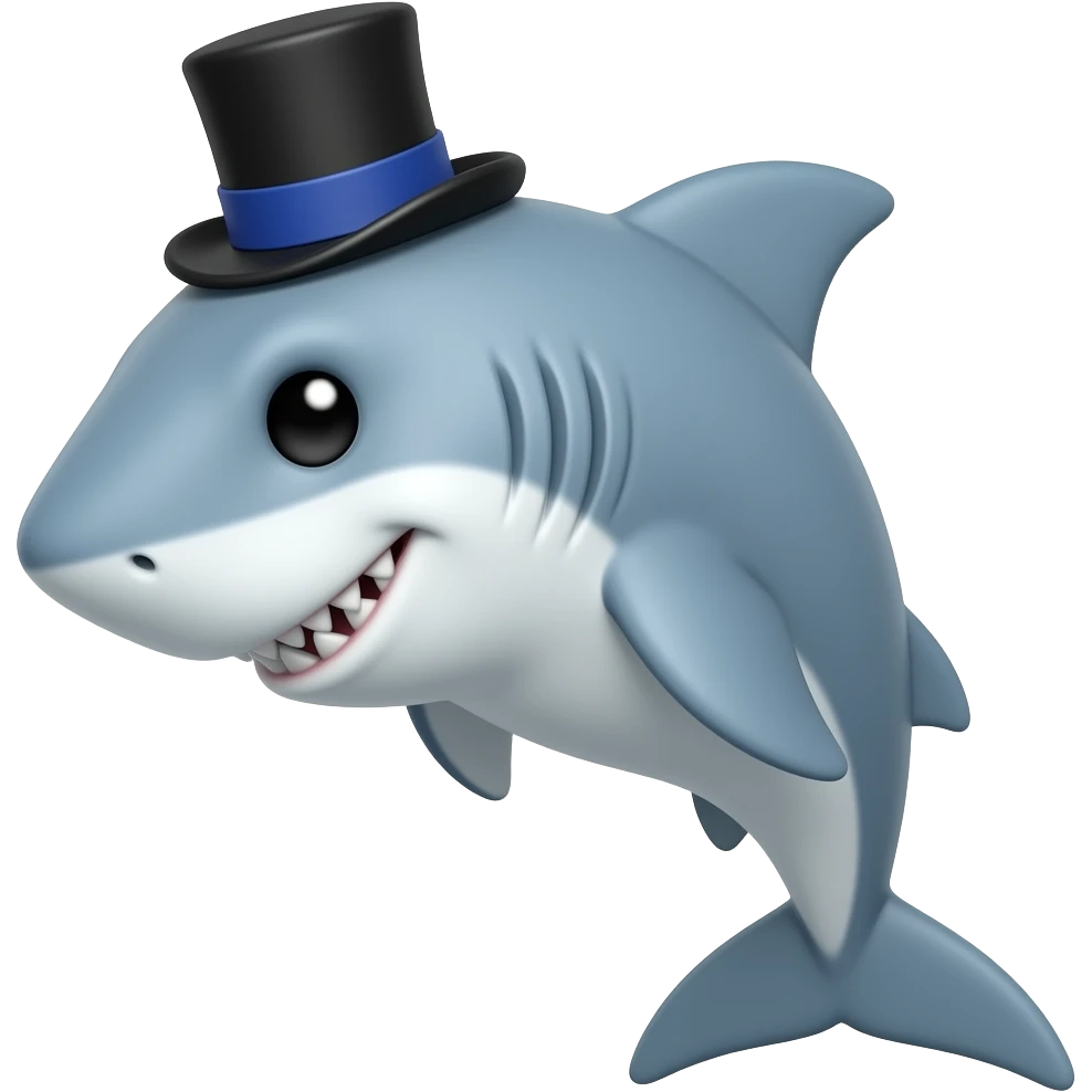 Shark with a top hat emoji