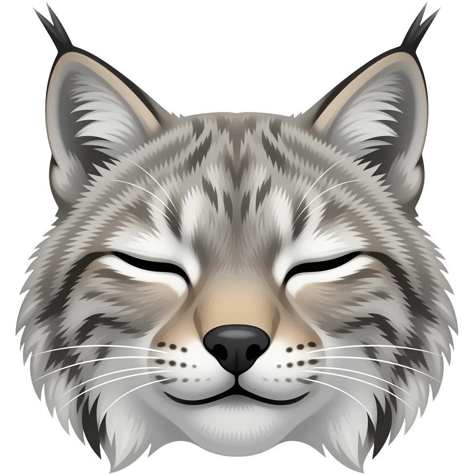 sleeping gray lynx face emoji