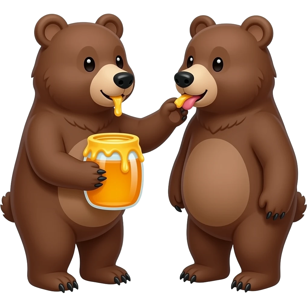 bear lick MMM honey put it another bears mouth is it good we sew a store emoji