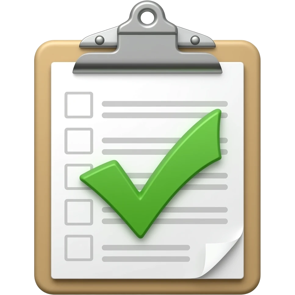 add a checkmark on top of this clipboard. ensure the whole clipboard shows emoji