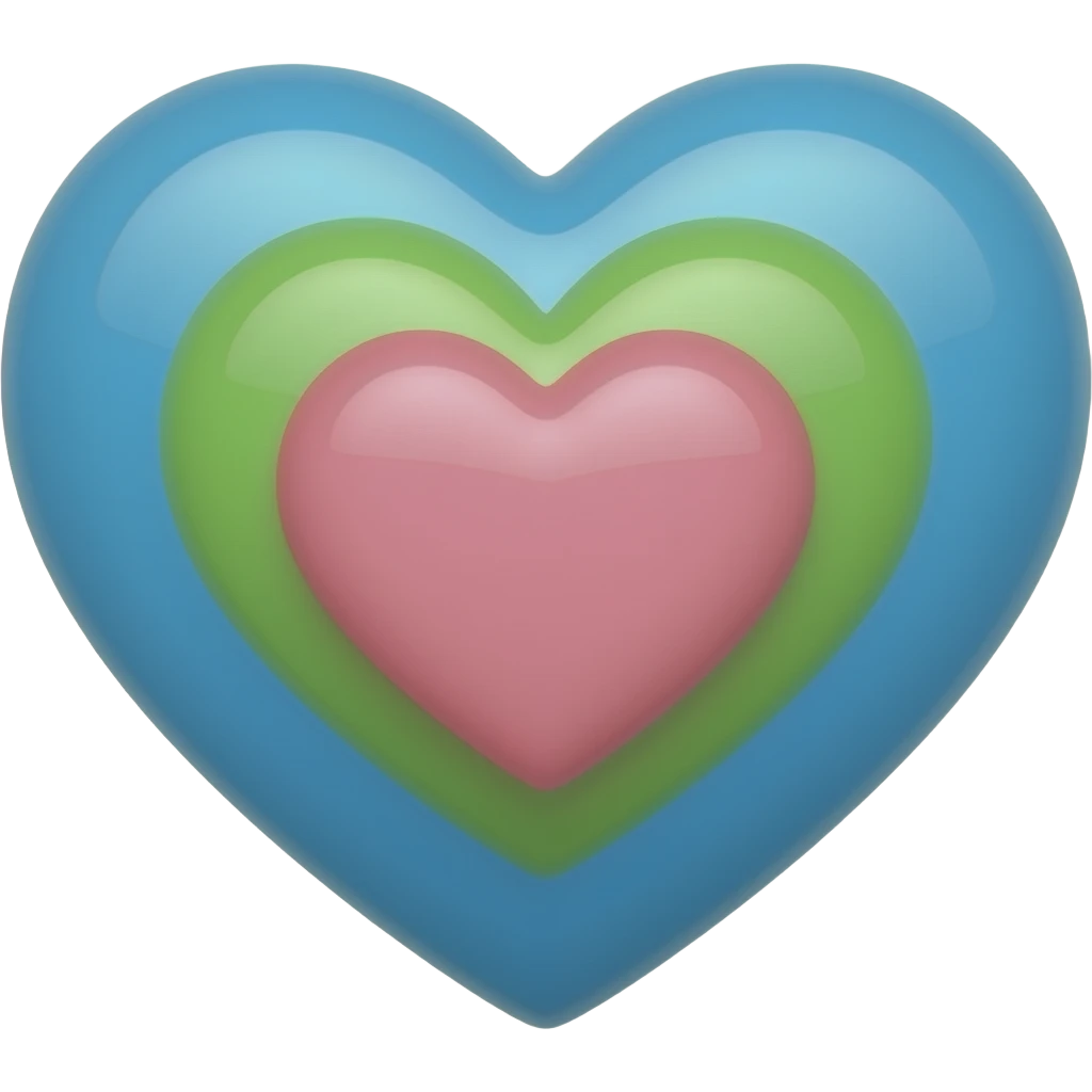 pink heart inside green heart inside blue heart emoji