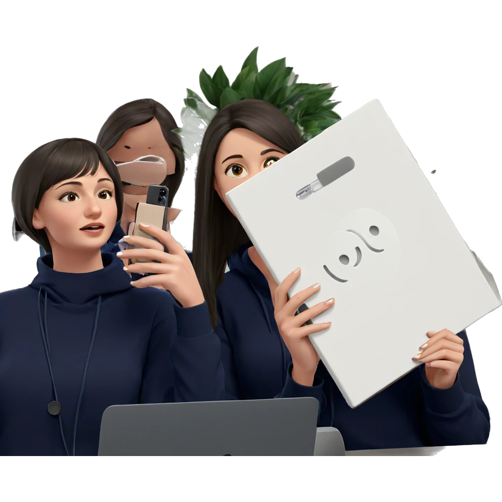 girls with phones indoors emoji