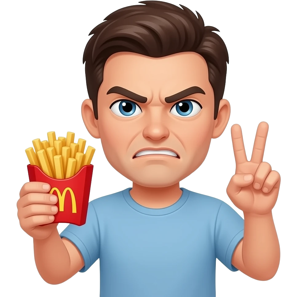 i want someone hold a 🍟 in one hand and a ✌🏽with this face 😬 emoji